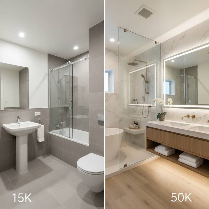Featured image for What $15K vs $50K Gets in a Bathroom Remodel